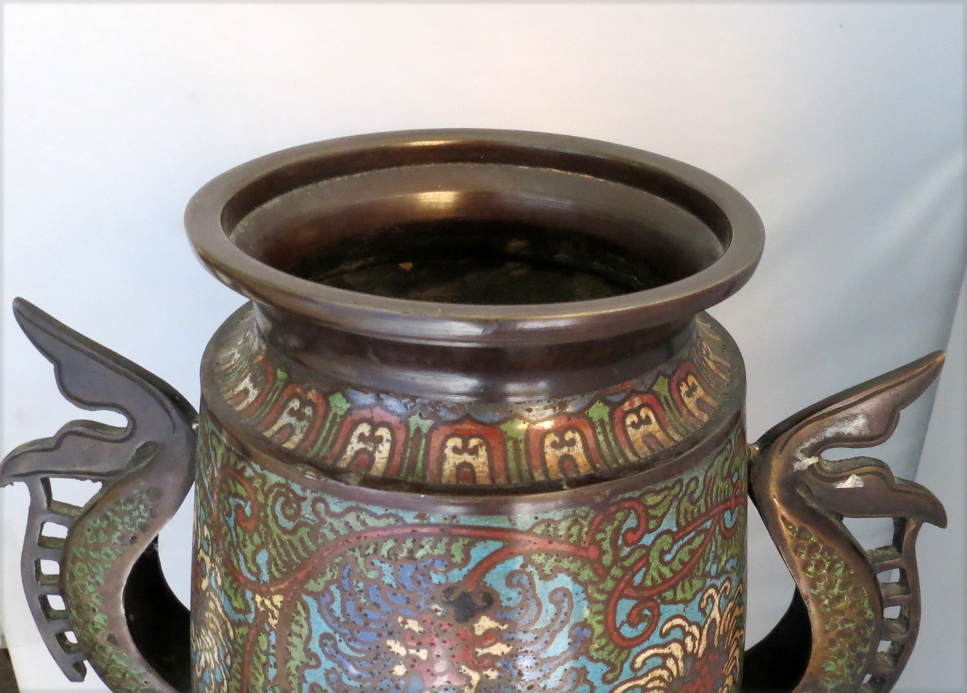 Antique Japanese Bronze Champlevé Enamel Vase | Modernism